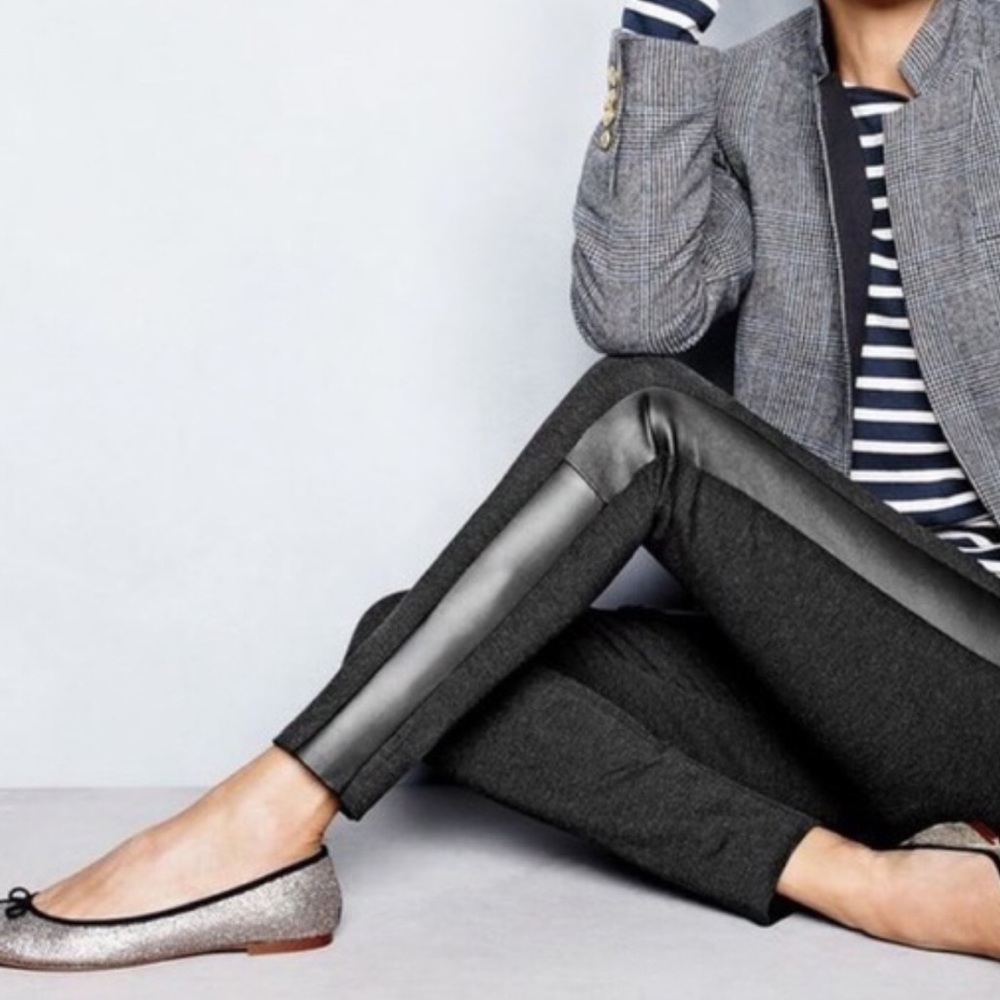 J. Crew Pant with Leather Tuxedo Stripe